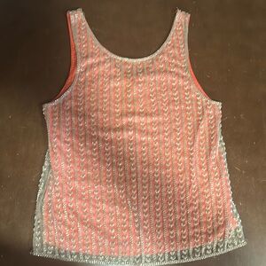 Vibrant Orange Beaded Tank Top- Size S